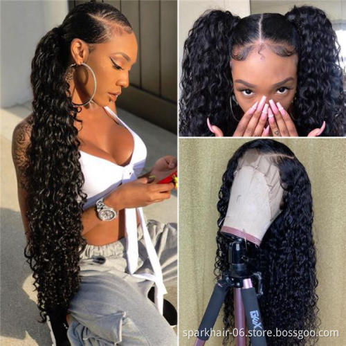 Glueless Brazilian Water Wave Curly 13x4 Lace Front Wigs Deep Wave Human Hair Long Frontal Wig Black Women
